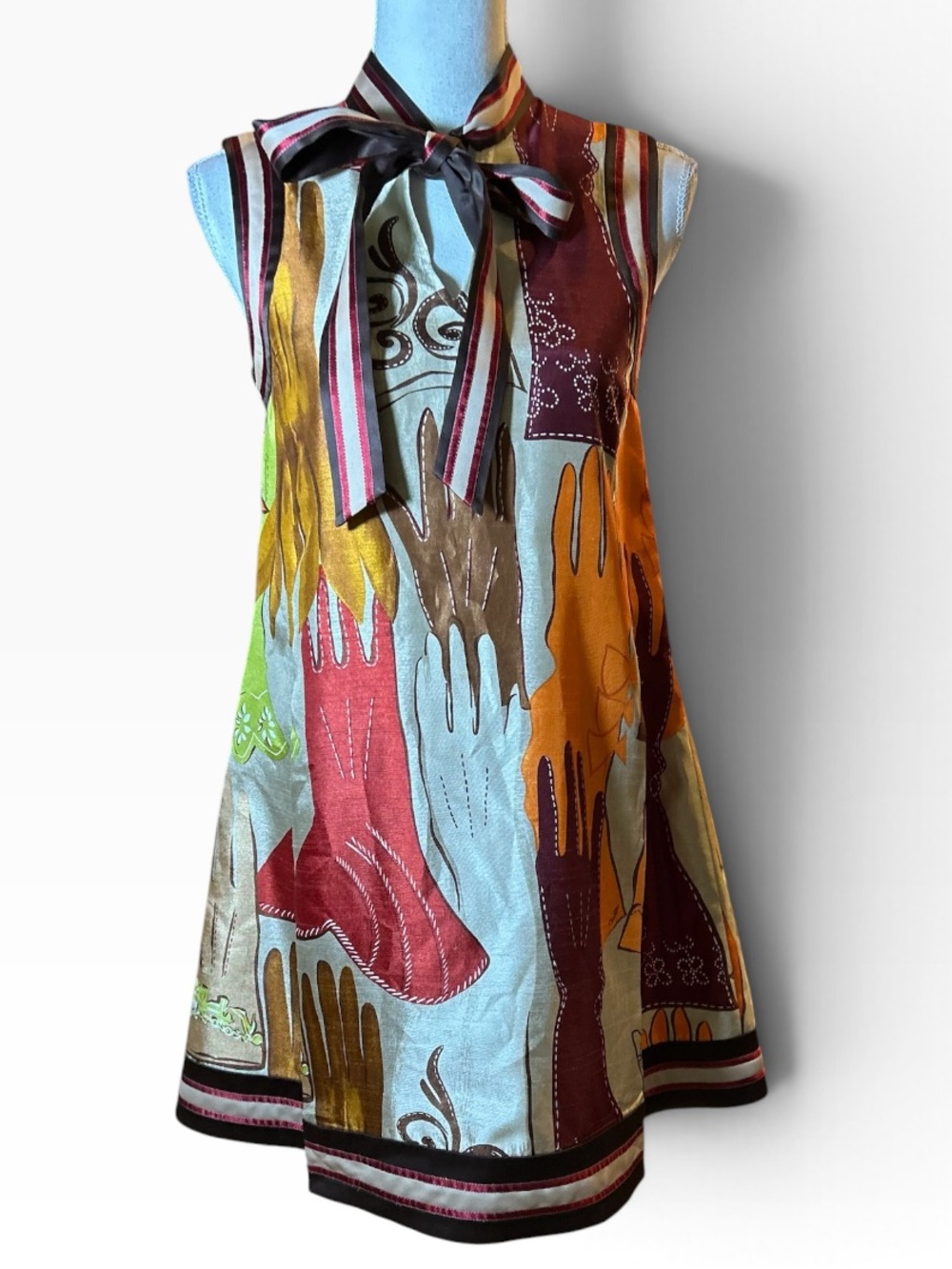 Jessica by Christopher L Sleeveless Bow-Tie Multicolor Mini Dress